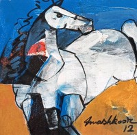 Mashkoor Raza, 8 x 8 Inch, Oil On Canvas, Horse Painting, AC-MR-753 Mashkoor Raza, 8 x 8 Inch, Oil On Canvas, Horse Painting, AC-MR-753